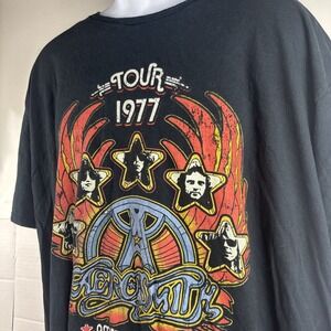 AEROSMITH T-Shirt Mens 3X Black 1977 Tour REPRINT Official Graphic Short Sleeve